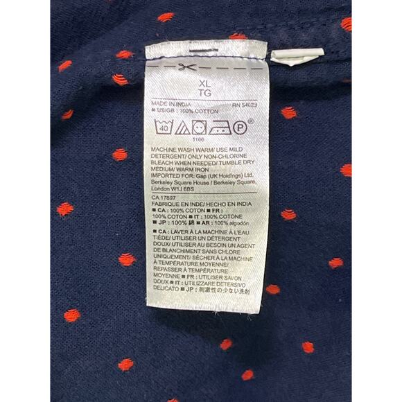 Gap Red Navy Double Cloth Plaid Polka Dot Boyfriend Shirt Heavyweight Cotton XL - Picture 7 of 7